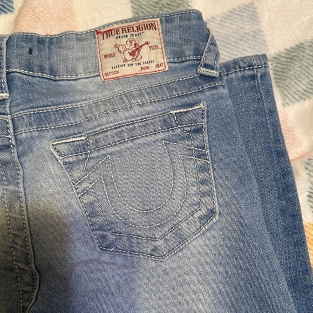 True Religion Halle Mid Rise super skinny Light Blue Girls Jeans size 7